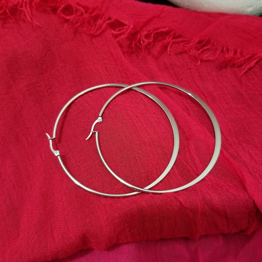 Silver Loop Earrings - Picture 5 of 5